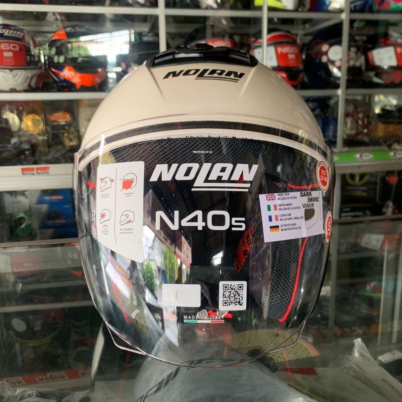 HELM NOLAN HALFFACE NOLAN N40-5 N40.5 CLASSICO NOBILE WHITE KODE 320 FREE DARK VISOR