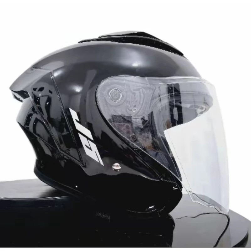 HELM HALF FACE MLA J5 TERBARU MLA ST15 HELM HALF FACE DEWASA KACA CLEAR HITAM BLUE SILVER PAKET GANT