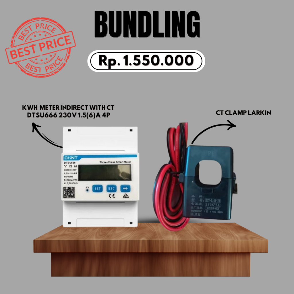 Bundling KWH Meter Inderect Modbus Chint + CT Clamp Larkin