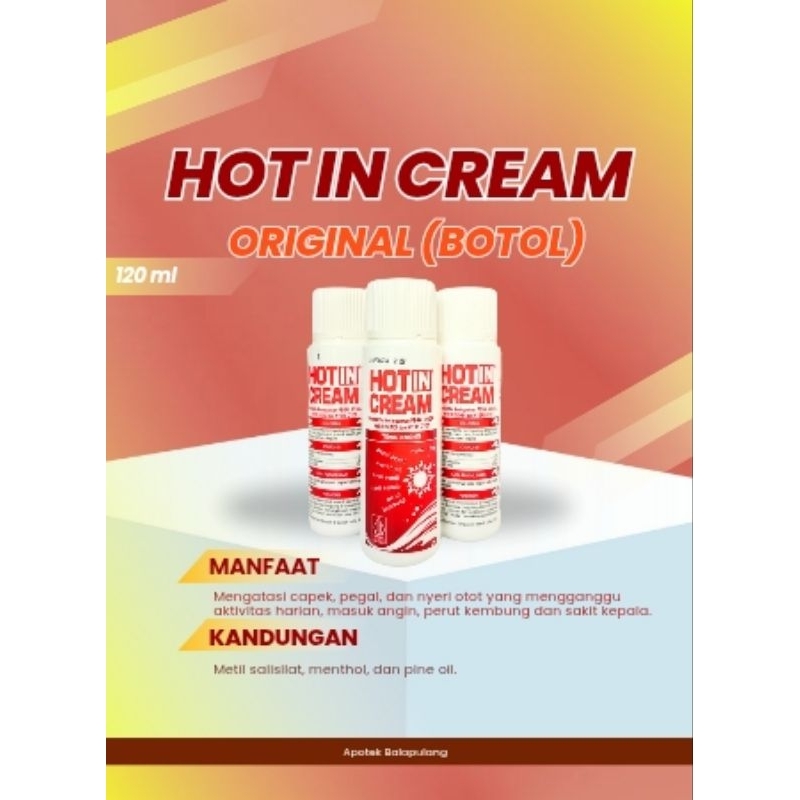 HOT IN CREAM ORIGINAL BOTOL & TUBE @120ml