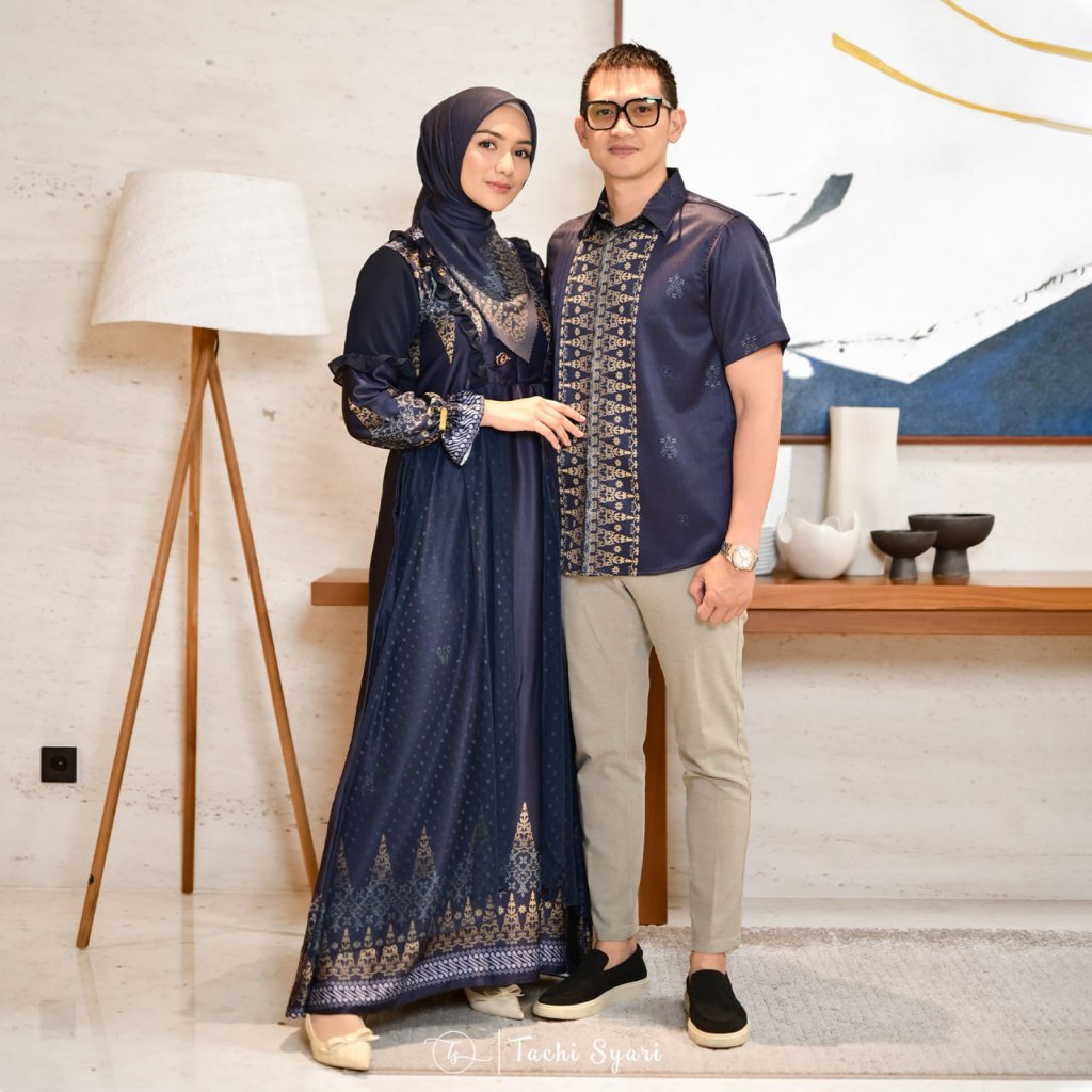 Tachi Syari Nareswara Kemeja Pendek & Maheswari Dress Couple Series Sarimbit Mewah