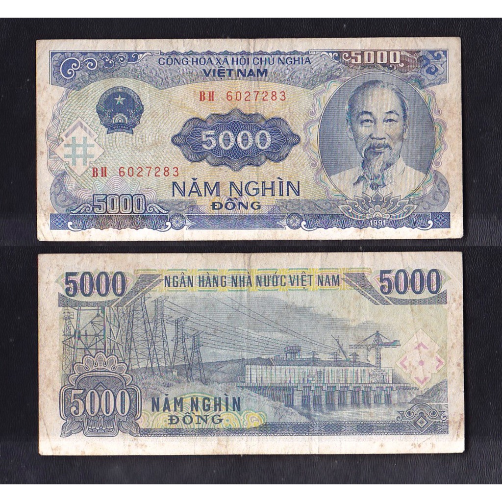 Uang kertas asing Vietnam 5000 Dong tahun 1991