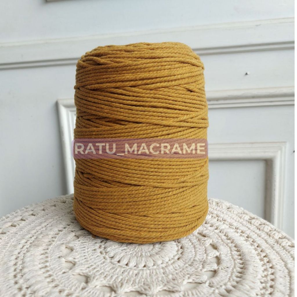 Tali Katun Macrame KUNING 3MM 4MM 1KG 3PLY