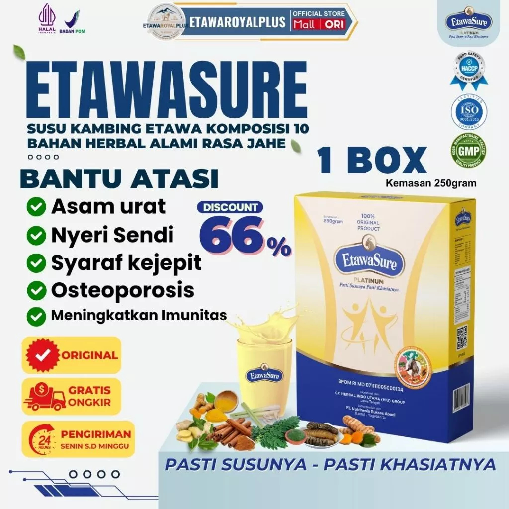 

Susu Kambing Etawasure Platinum Atasi Nyeri Sendi dan Masalah Tulang isi 250 gram