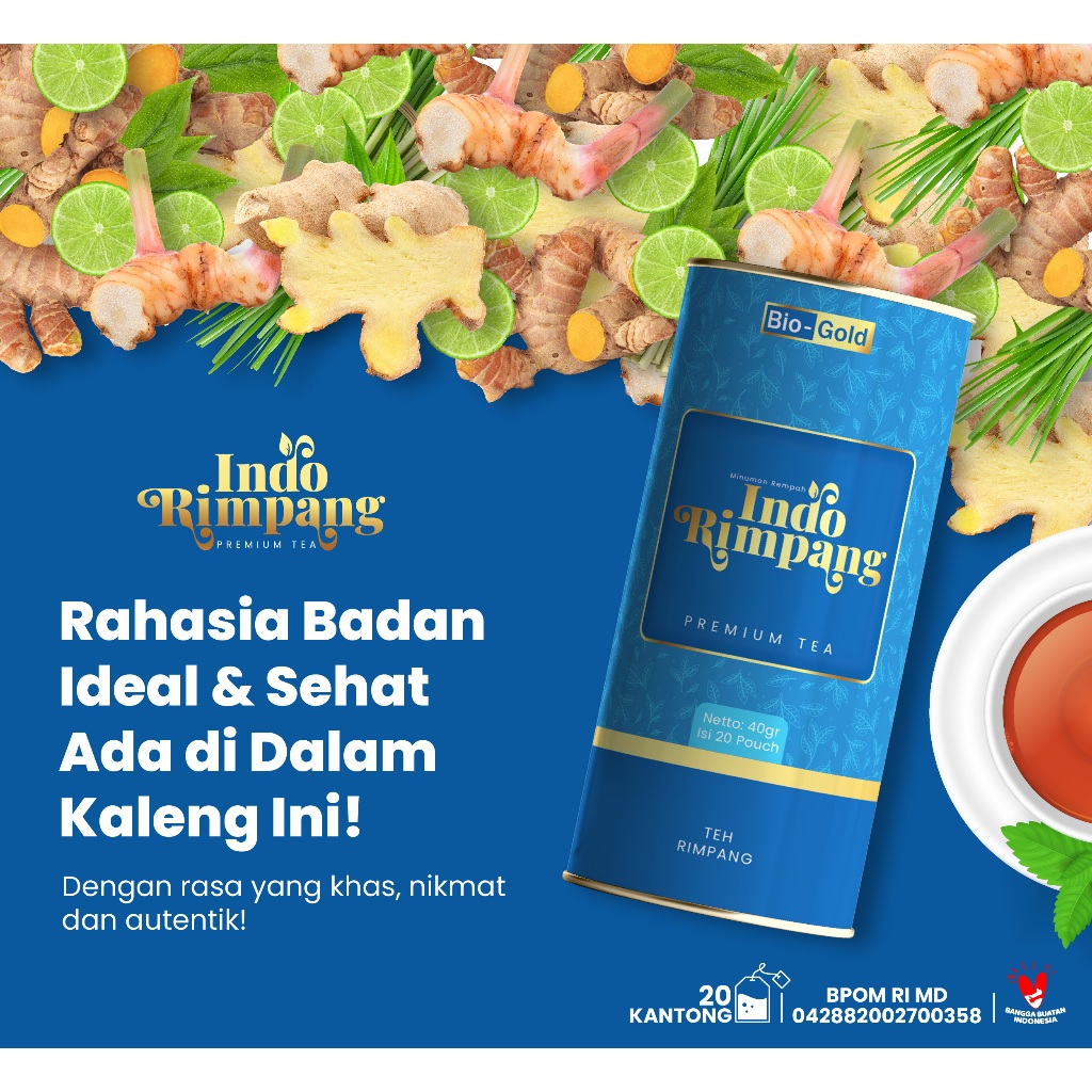 

Teh Rimpang Penurun Berat Badan Herbal Alami | Teh Indo Rimpang BioGold Premium Tea | Teh Diet