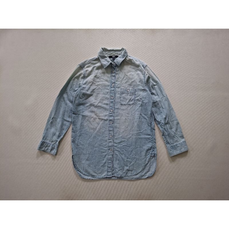 KEMEJA LENGAN PANJANG UNIQLO JEANS DENIM ORIGINAL 100%