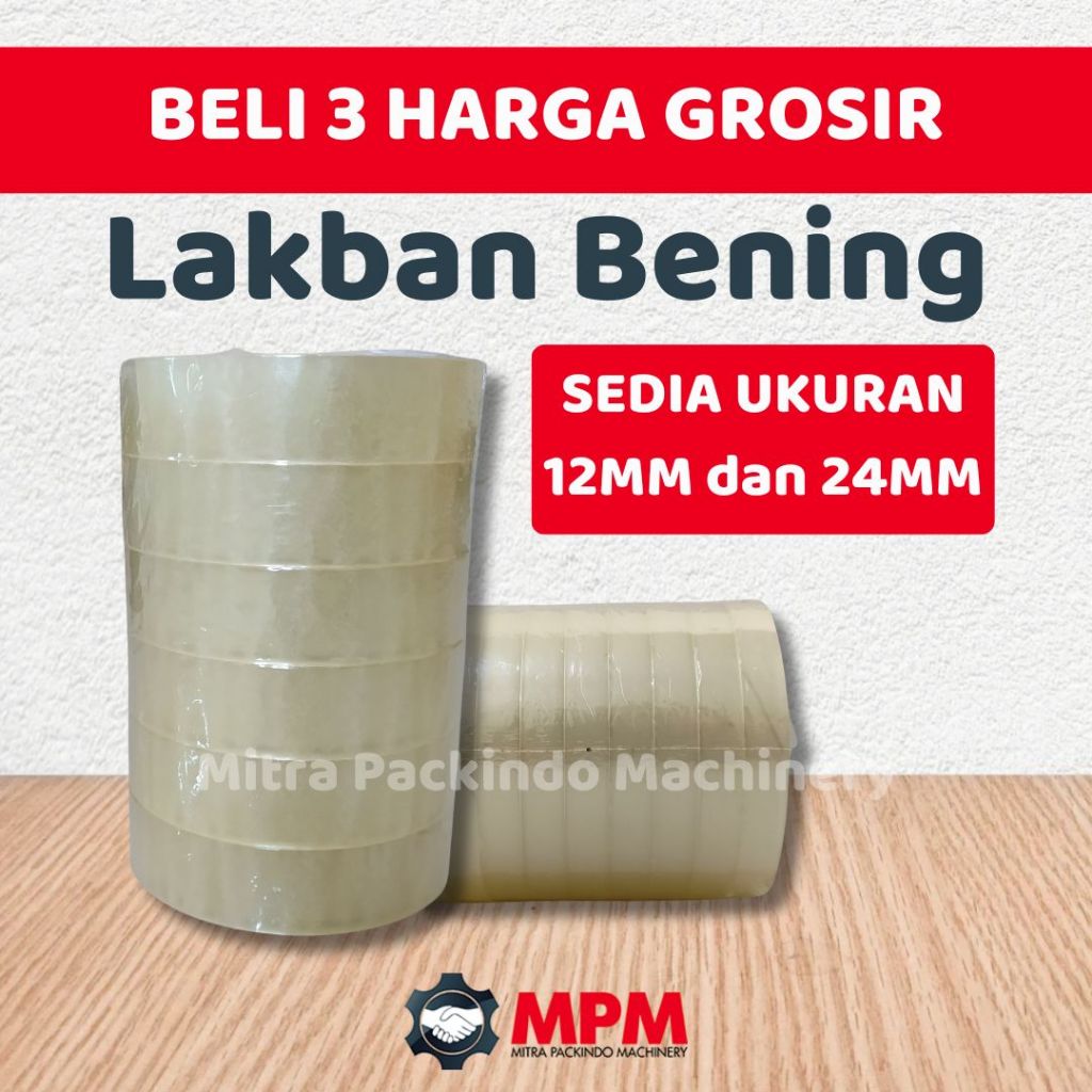 

Lakban Bening 12mm x 75 Yard, 24mm x 75 Yard Isolasi Clear
