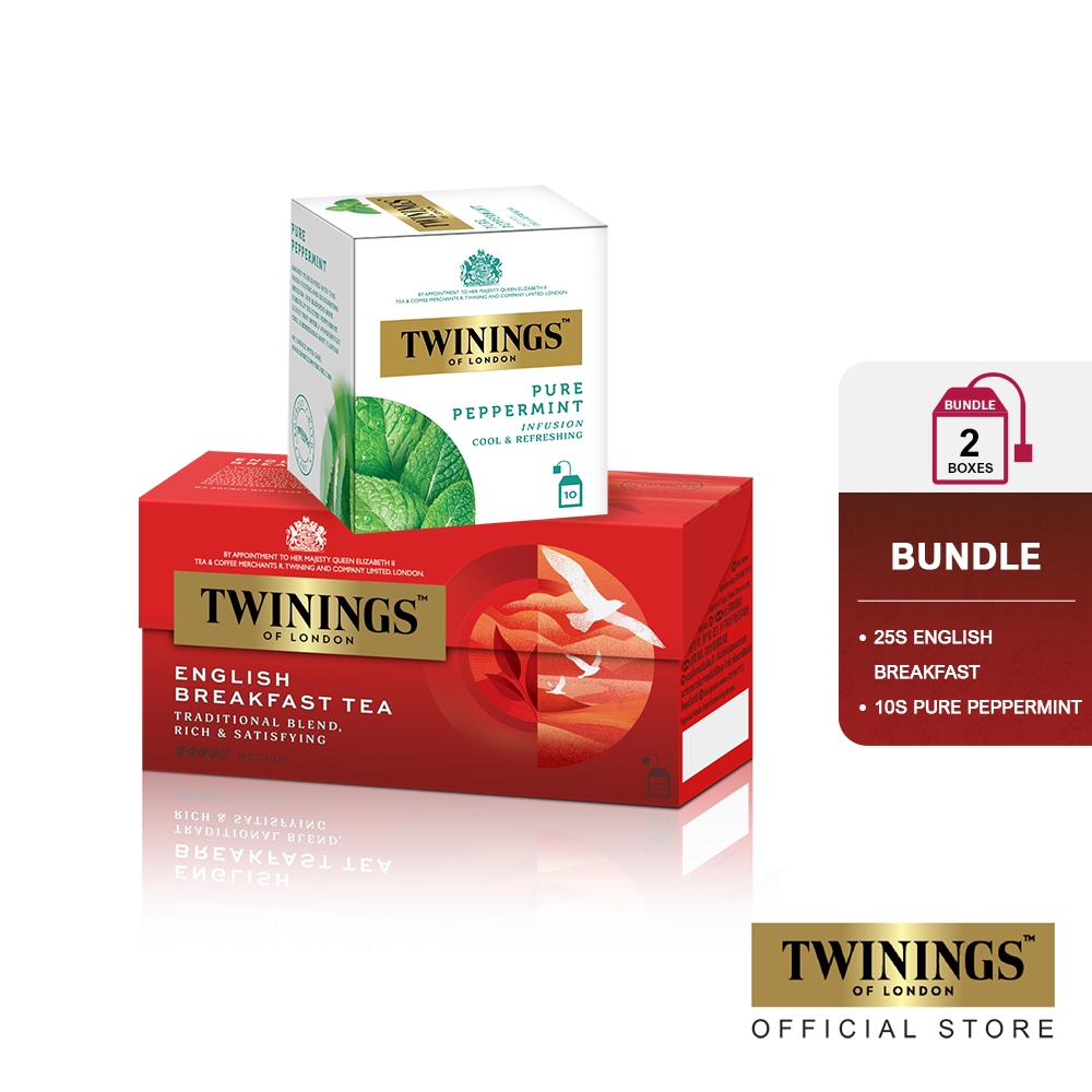 

Twinings Bundling Set Combine with 25s "1 box English Breakfast and 1 box Pure Peppermint 10s