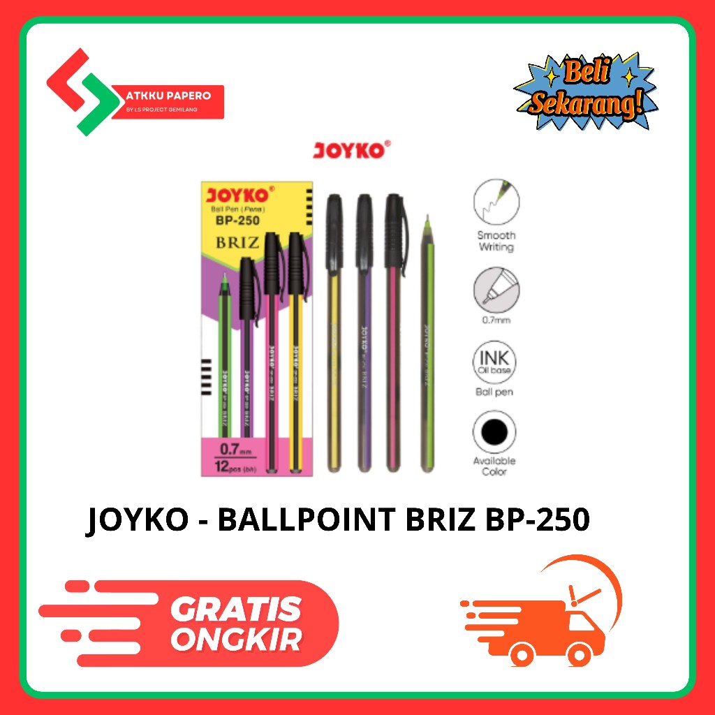 

PULPEN BRIZ BP-250 JOYKO - HITAM, BIRU (Mohon untuk warna di cantumkan di catatan)