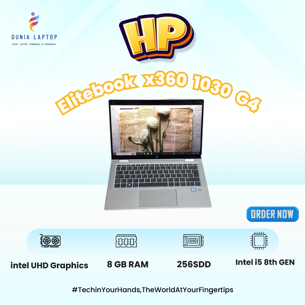 Laptop 2in 1 Murah Hp Elitebook X360 1030 G4 Intel Core i5 Ram 8GB