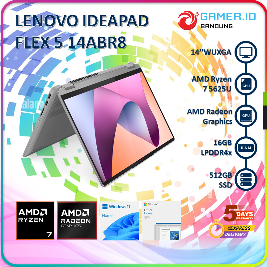 LENOVO IDEAPAD FLEX 5 14ABR8 RYZEN 7 5825U 16GB 512GB 14" WUXGA IPS TOUCH