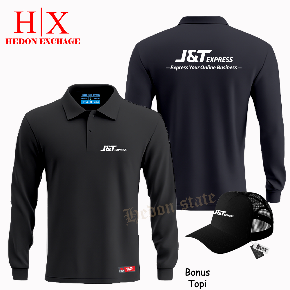 HEDON STATE Plus Topi Poloshirt Panjang JNT-Express Seragam Pria Wanita
