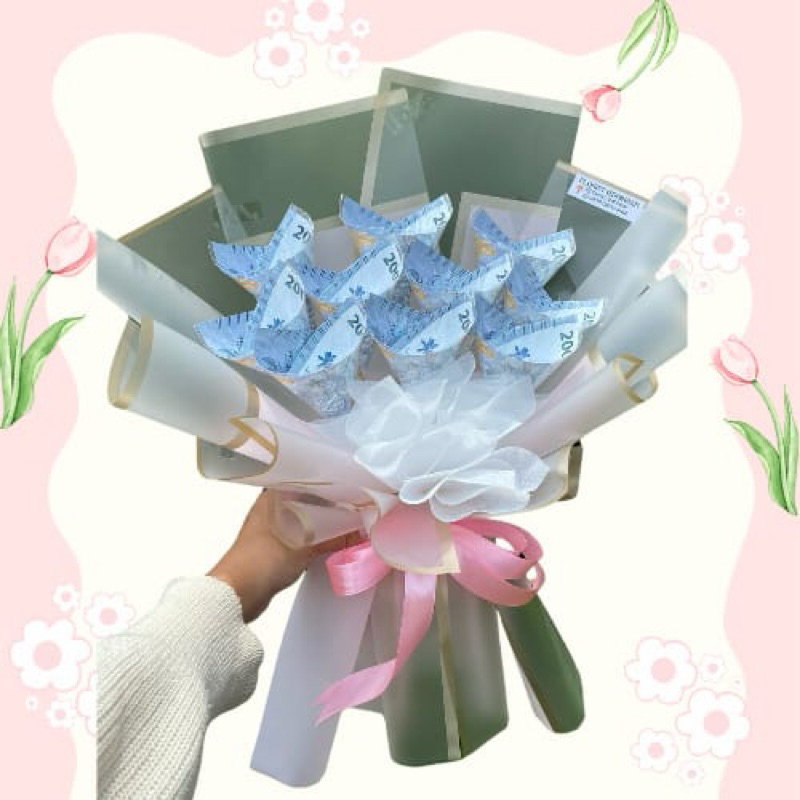 COD Buket Uang 10 lembar/Buket graduation/Bouquet uang/Hadiah/Buket/Money Bouquet