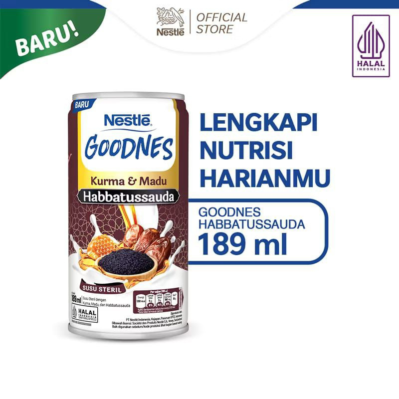 

Nestle Goodnes Kurma & Madu Habbatussauda Susu Steril 189 ml / Susu Nestle Kurma