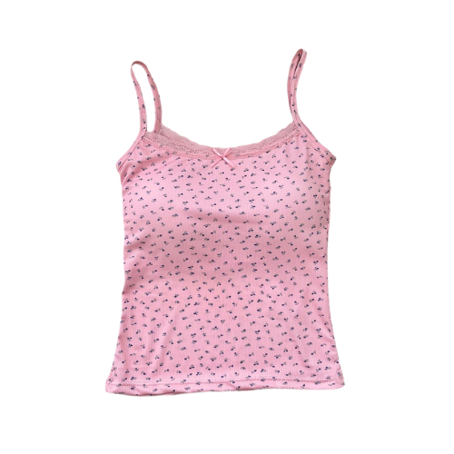 KHAEBEAUTY Tanktop Bra Wanita Motif Bunga Renda Atasan Tali Singlet Floral Lace Pita Lucu BR252