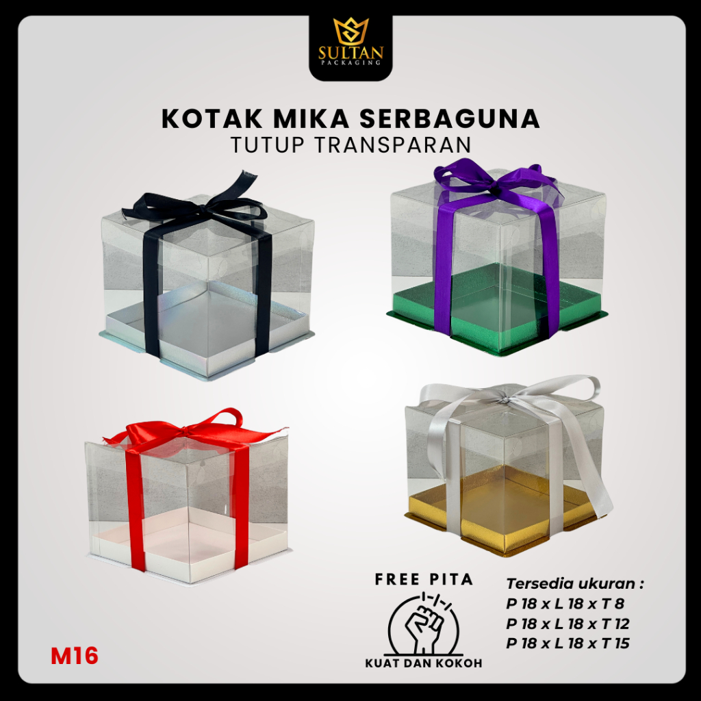 

Cake Box Kotak Kue Mika Transparan Dus Hadiah - Tutup Mika / M16