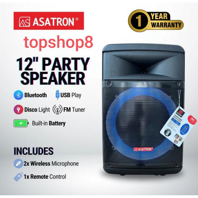 Speaker portable Asatron PUMA 12 inch bluetooth USB mic wireless
