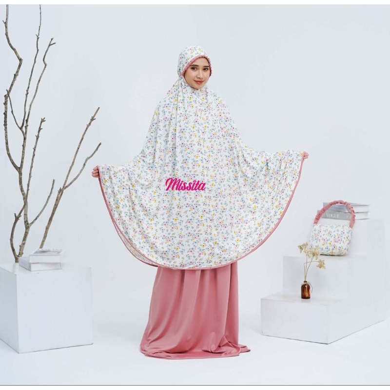 Mukenah Jersey Motif Serut Dewasa/Mukenah Jersey motif premium