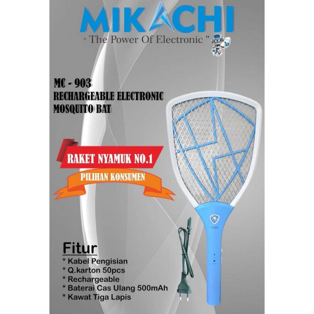 Raket Nyamuk Cus MC 903 Kabel Mikachi/Raket Nyamuk Listrik Bisa Di Cas/Pembunuh Nyamuk Listrik/Mosqu
