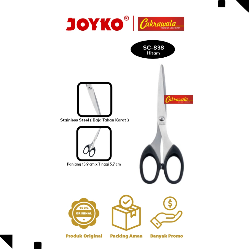 

Joyko SC-838 Gunting Tanggung | Gunting Serbaguna Joyko 8 Inci | Alat Potong Kertas dan Kerajinan
