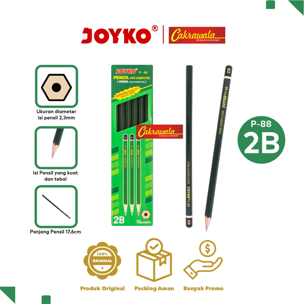 

Joyko Pensil P-88 2B | Pensil Tulis Joyko P88 2B Berkualitas | Pensil Kayu 2B untuk Sekolah & Kantor