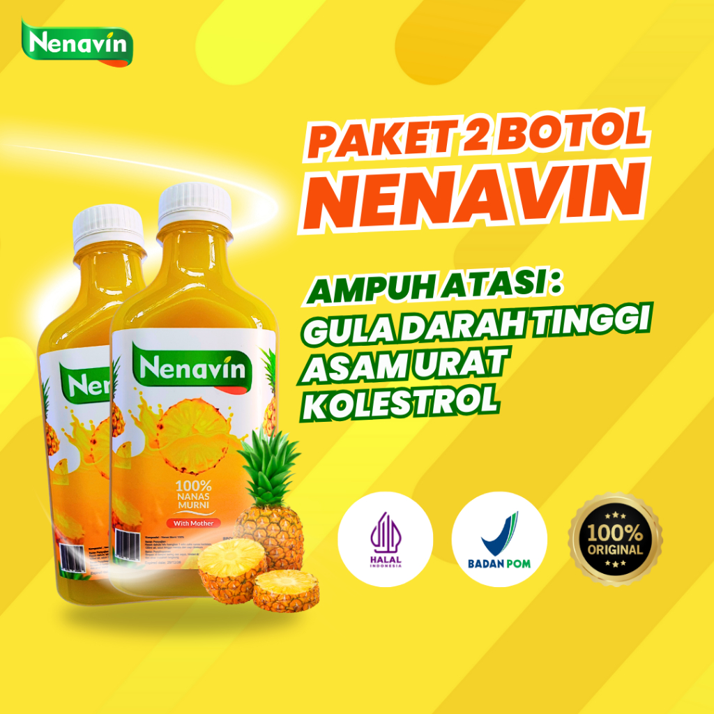 

Paket 2 Botol Nenavin Cuka Nanas - Obat Diabetes Ampuh - Atasi Gula Darah - 300ml - BPOM - COD