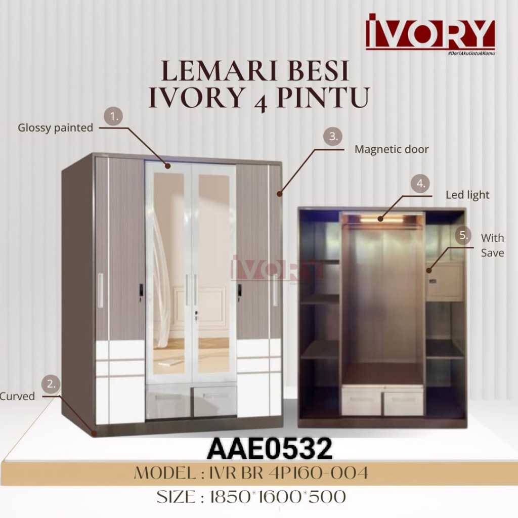 LEMARI BESI 4 PINTU SLIDING