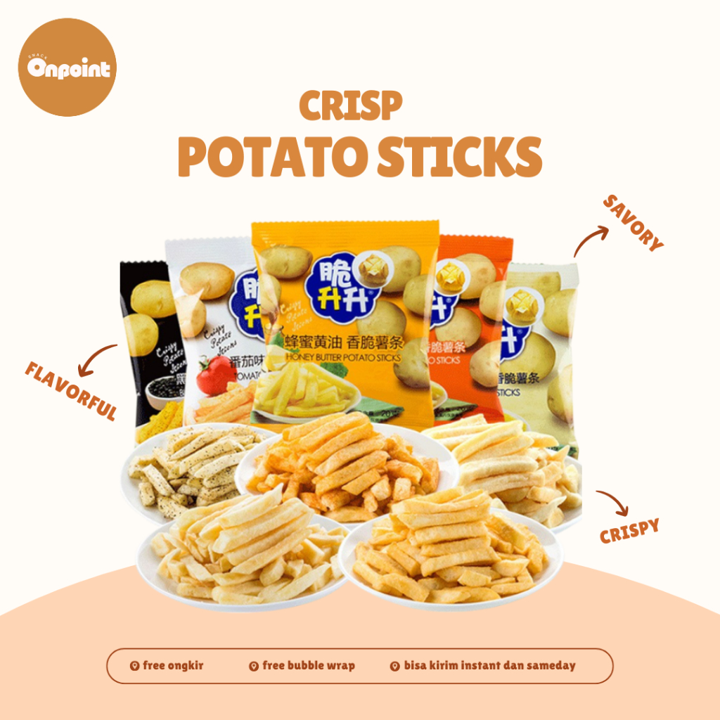 

Crisp Potato Sticks 20gr | Stik Kentang Renyah Aneka Rasa