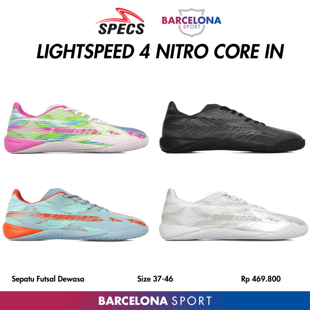 Specs Lightspeed 4 Nitro Core IN - Sepatu Futsal Dewasa Size 37-46