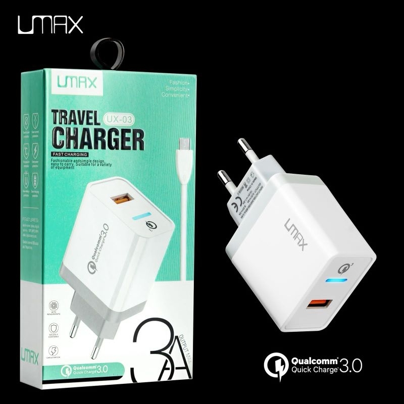 CHARGER UMAX 3A QC 3.0 UX 03 UX-03 FAST CHARGING Kabel