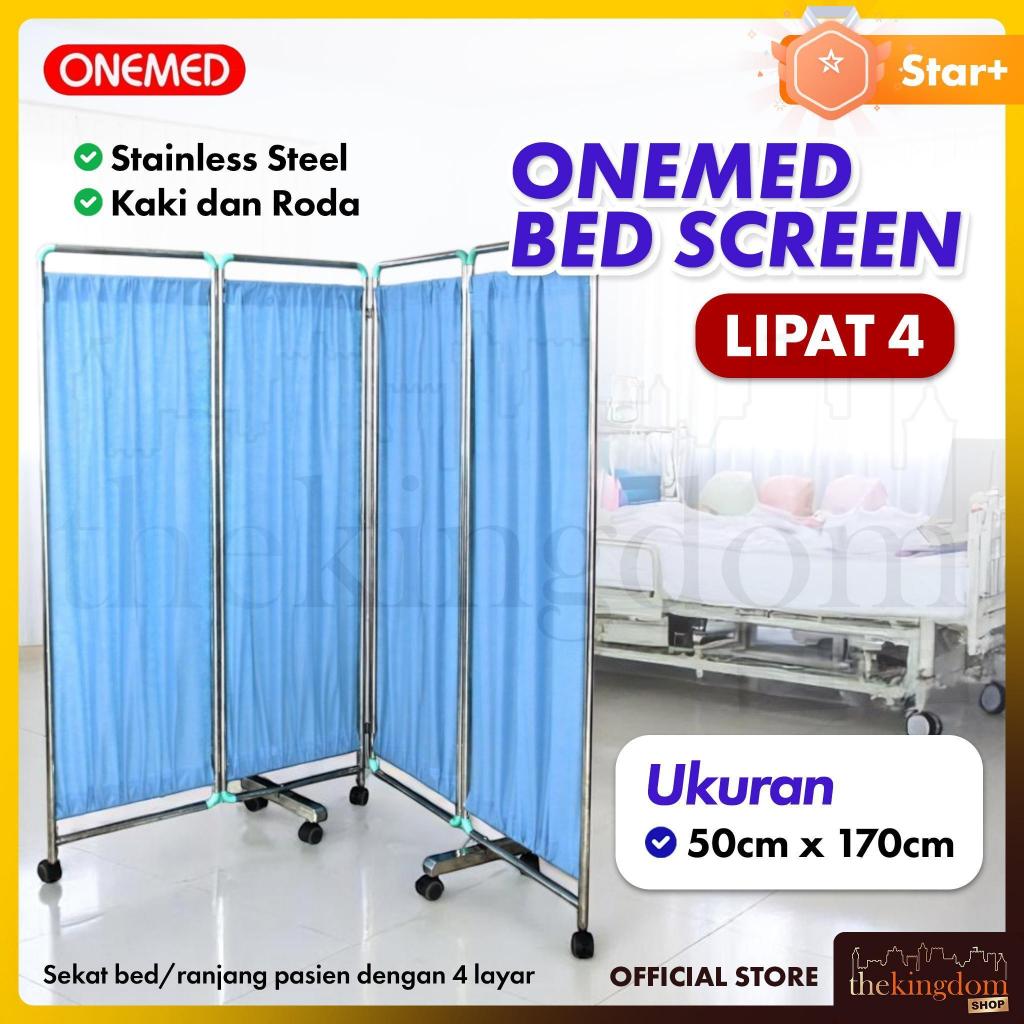 Onemed Bed Screen Lipat 4 Empat Sekat Partisi Ruangan Ranjang Kamar Pasien Rumah Sakit Panel Bidang 