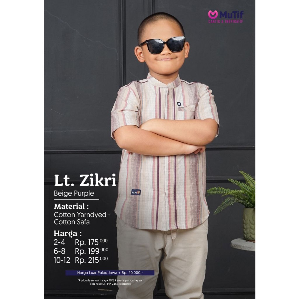 MuTif LITTLE Zikri Beige Purple / KOKO ANAK MUTIF / ZIKRI PURPLE BY MUTIF LITTLE / BAJU ANAK KOKO / 