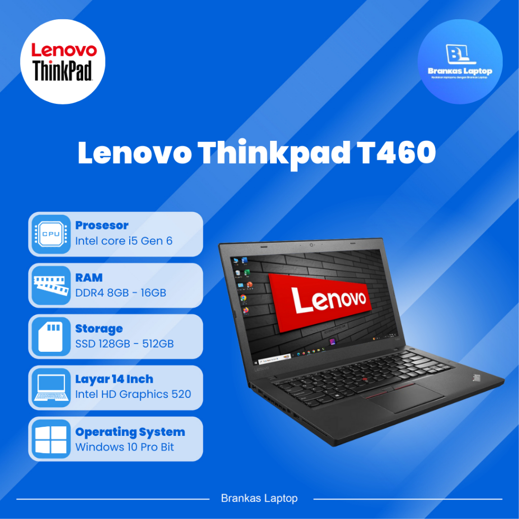 Lenovo ThinkPad T460 | T470 | T480 | T490 / L560 / L570 Core i5/ i7 | Second Original Dan Murah