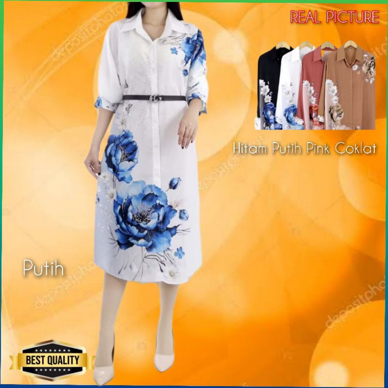 Gaun Bigsize Wanita LD 120 Anthera Dress Jumbo Natal Korea Gereja Putih