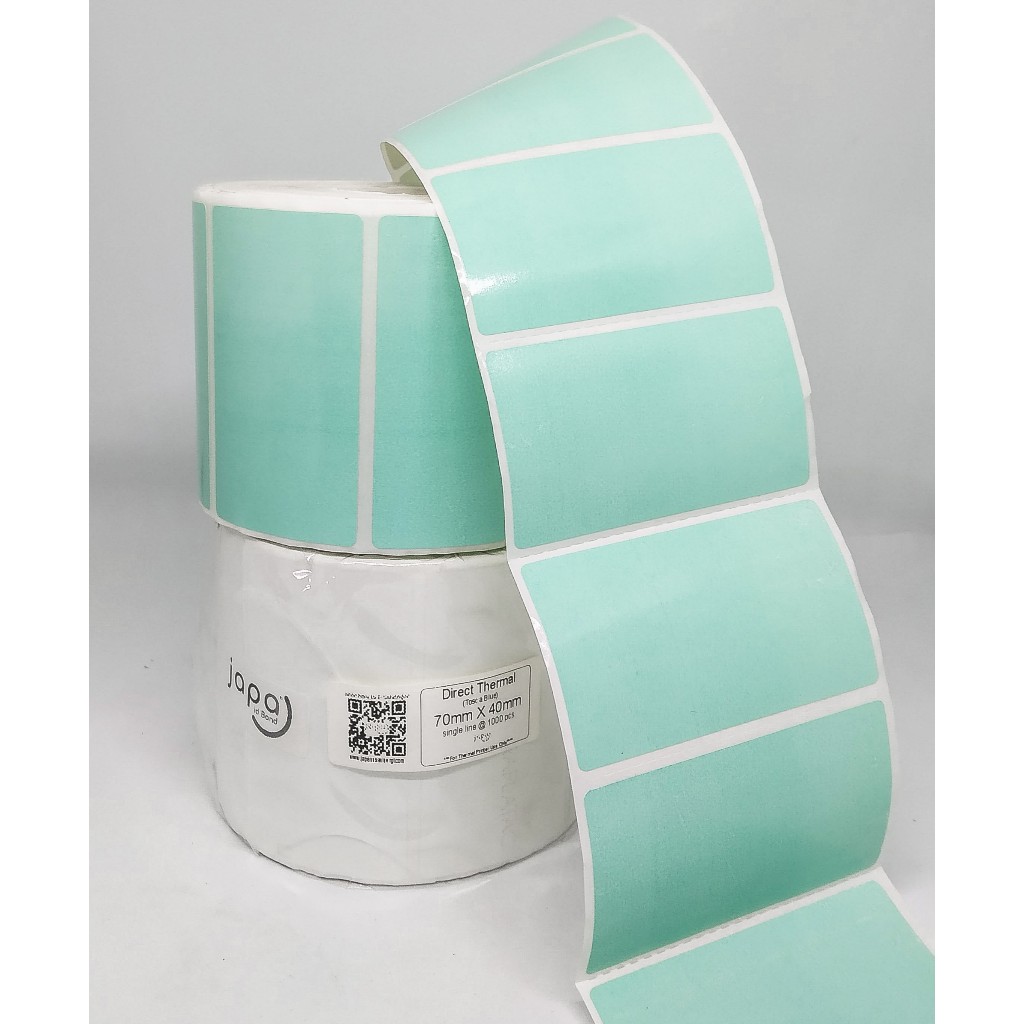 

Direct Thermal Single Line 1000 pcs per Roll Tosca Blue 70mm x 40mm