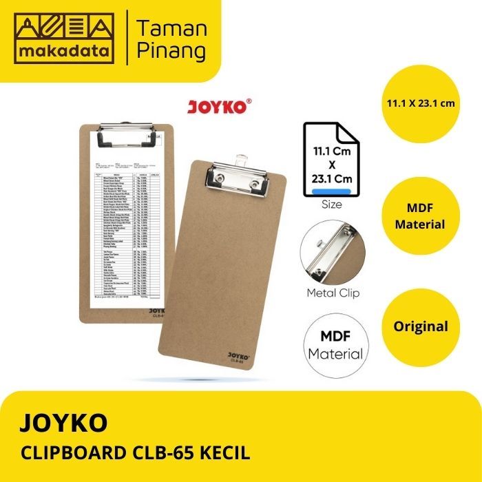 

JOYKO CLIPBOARD CLB-65 / PAPAN ALAS UJIAN / PAPAN JALAN KAYU (1 PCS)