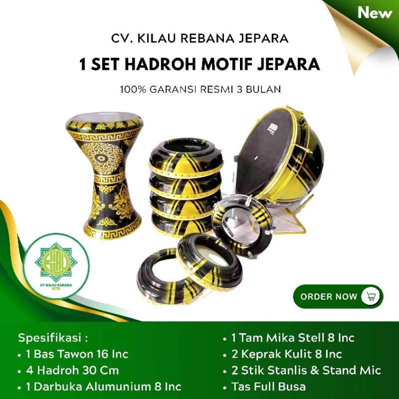 1 Set Rebana Hadroh Motif Jepara Berkualitas CV. Kilau Rebana Jepara