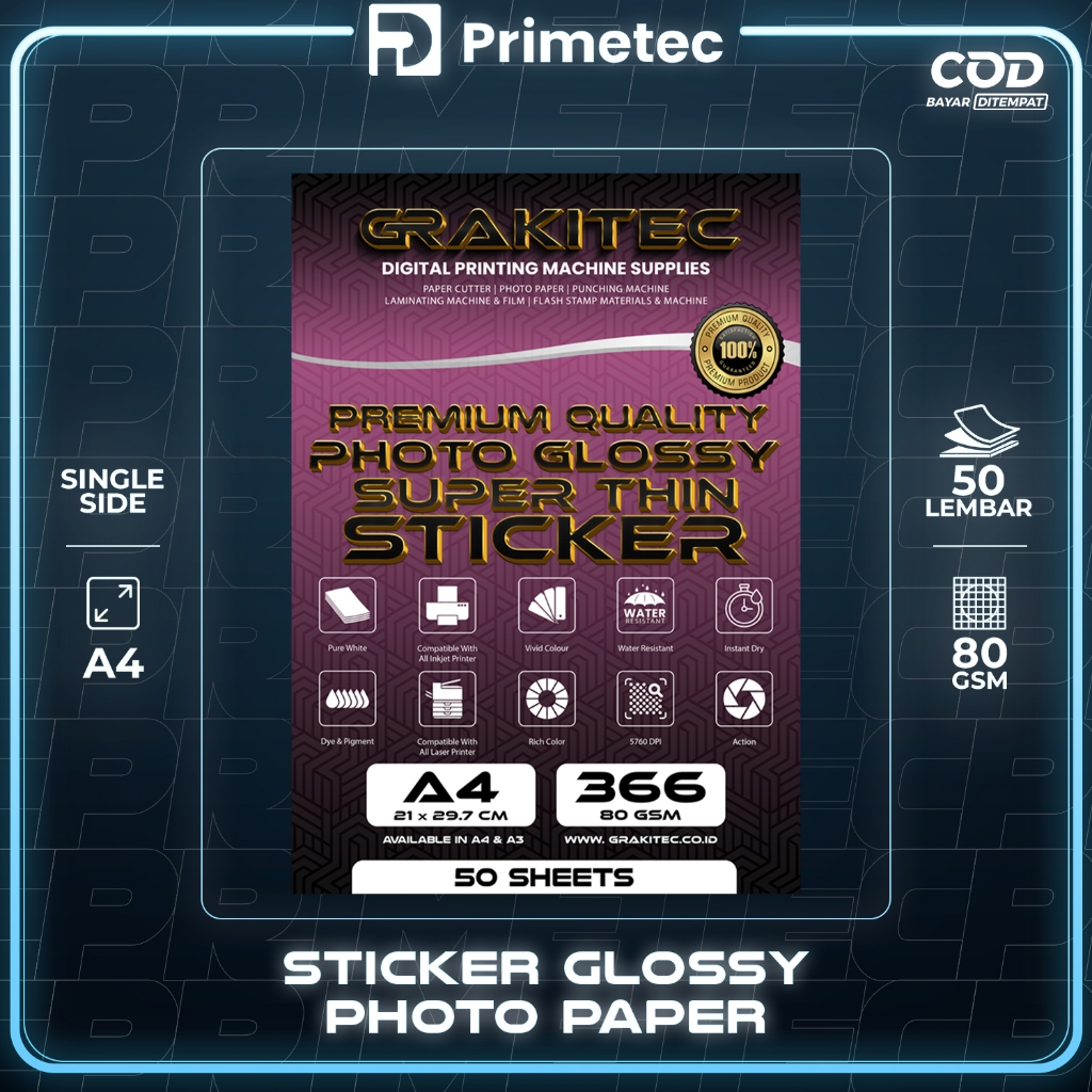 

Sticker Photo Paper Ultra Thin A4 Isi 50 Lembar ( Kertas Foto Sticker Glossy Premium ) 135 Atau 80