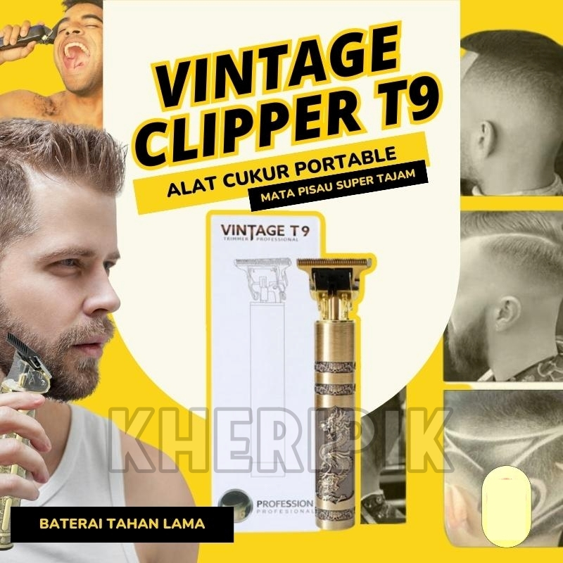 Alat Mesin Cukur Potong Rambut Bulu Kumis Dan Jenggot Janggut Kemaluan Vital Listrik Vintage T9 Drag
