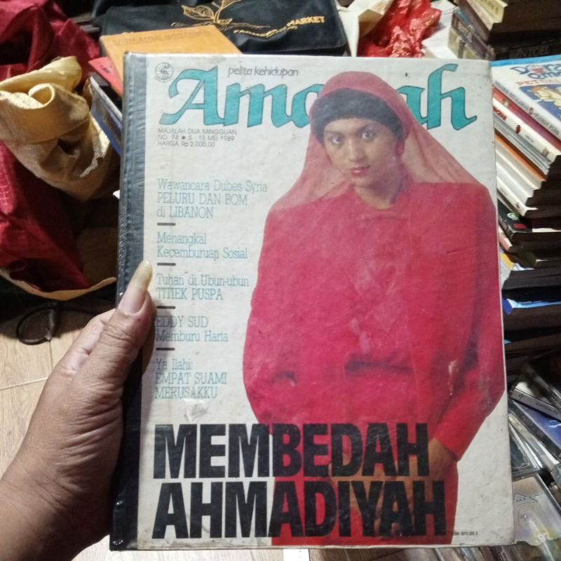 Majalah amanah, THN 1989, bundel hard cover isi 7 majalah, Used seken bekas preloved original