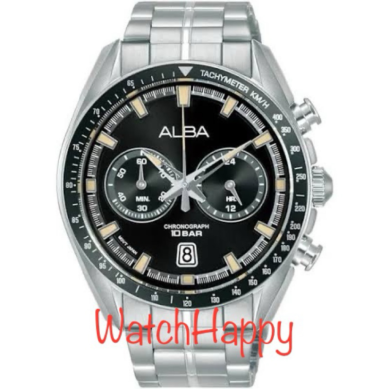 ALBA A4B015X1 A4B015 MEN ANALOG QUARTZ MOVEMENT BLACK DIAL A4B015X STAINLESS STEEL STRAP ORIGINAL