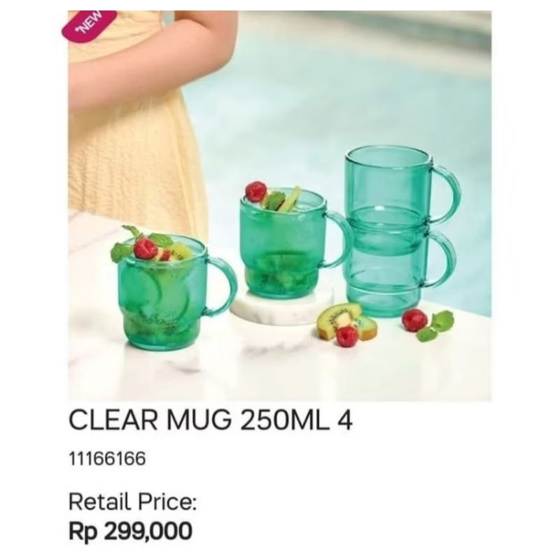 Clear Mug set tupperware / cangkir kristal tupperware / gelas crystal set