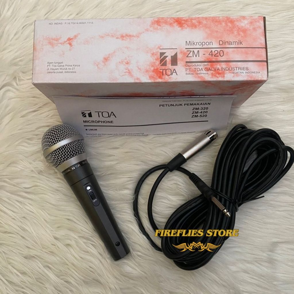 Mic TOA ZM-420 Mikropon Dinamik Mik Vokal Microphone Karaoke Kabel 7.5 Meter Original