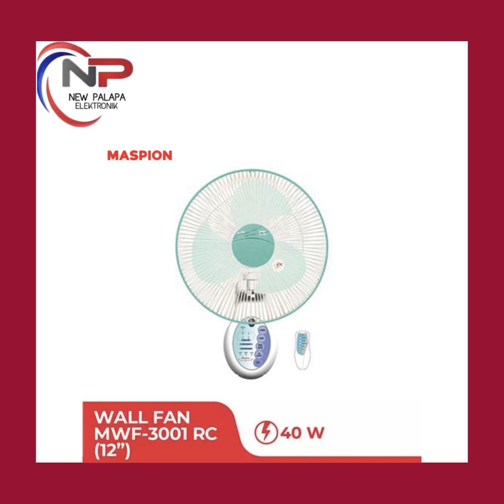 MASPION WALL FAN MWF-3001RC/ KIPAS ANGIN DINDING MASPION 12" DENGAN REMOTE/ KIPAS ANGIN TEMBOK MASPI