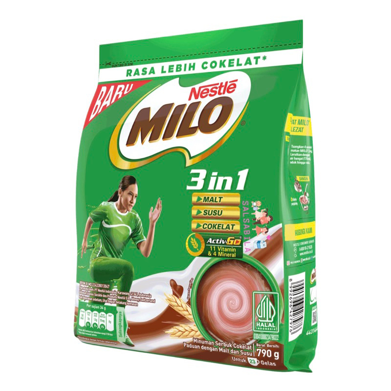 

[PROMO] MILO 3in1 Susu Coklat Bubuk Pouch 790g