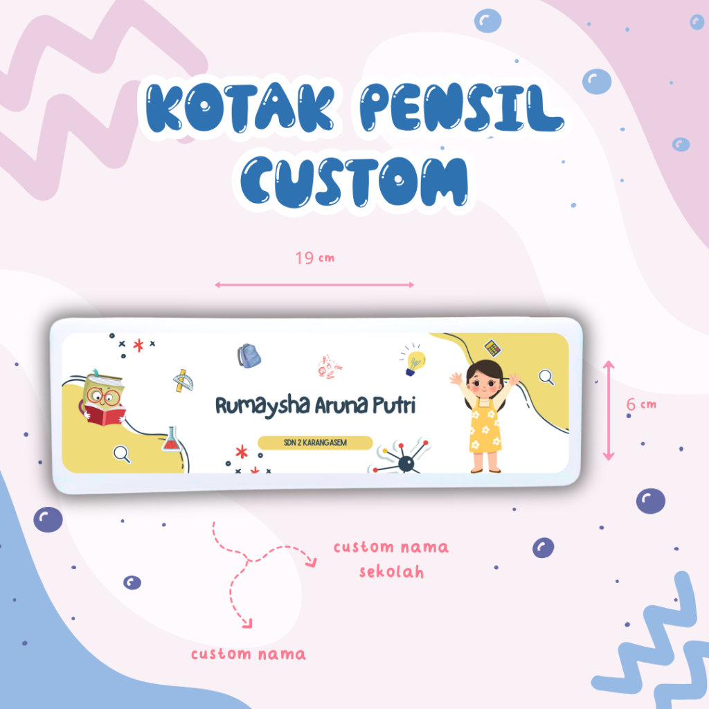 

Tempat Pensil Custom Nama Kotak Alat Tulis Pencil Case