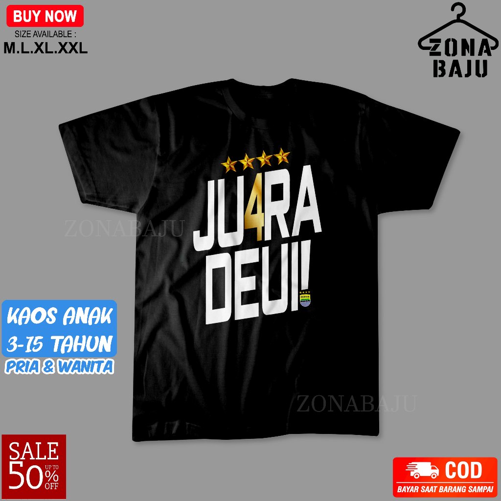 KAOS PERSIB Anak  JU4RA Deui / BAJU PERSIB Juara BIRU Jumbo
