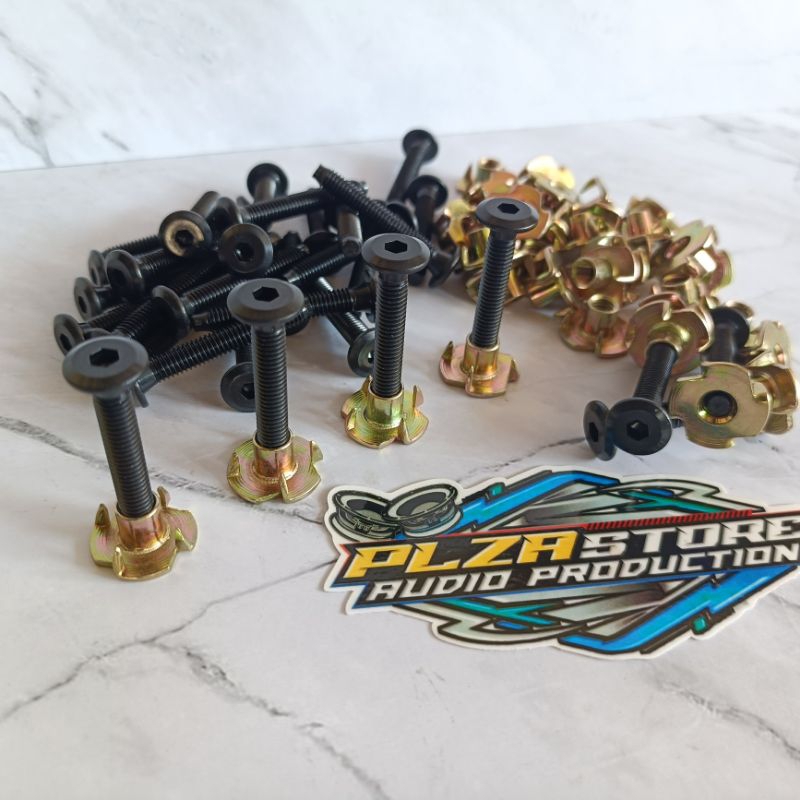 1.set baut cakar bok speaker M6 panjang 4cm fulldrat cocok untuk speaker 15-18inc Baut jcbc M6x40 ba