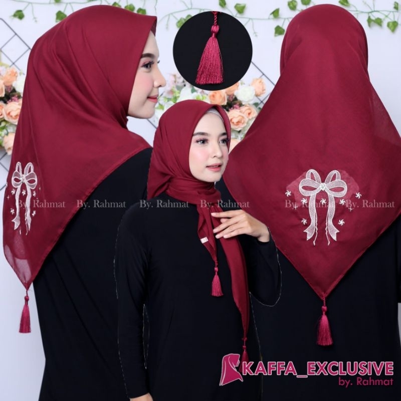 hijab segi empat bordir pita ribon//hijab segi empat bordir pita salju