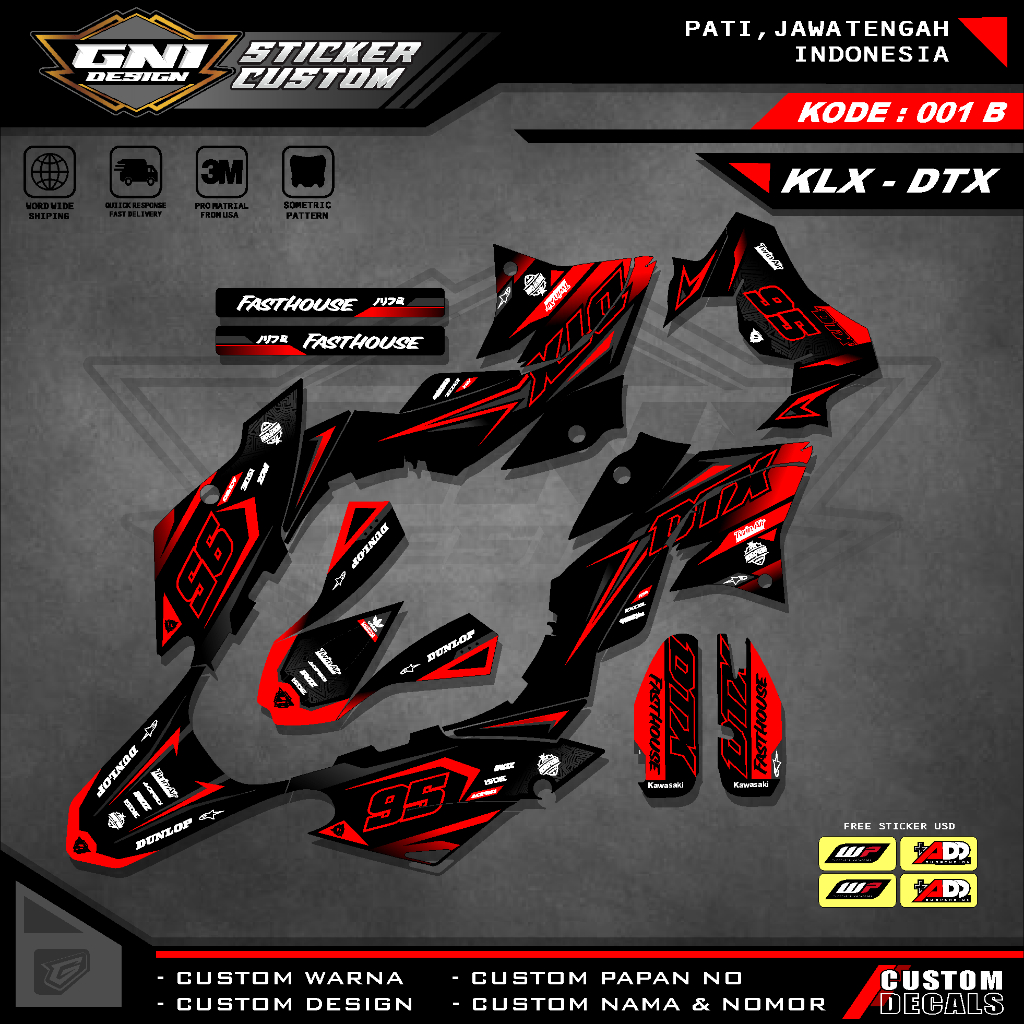 DECAL KLX D-TRACKER PREMIUM FULL BODY - DEKAL STICKER MOTOR KAWASAKI KLX D-TRACKER FULLBODY GNI 01